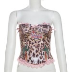 Summer new women's clothing, fresh and sweet bowknot leopard print backless slim-fitting small vest