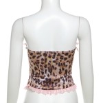 Summer new women's clothing, fresh and sweet bowknot leopard print backless slim-fitting small vest