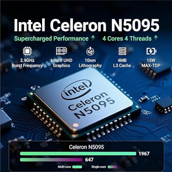 10.1 英寸工业嵌入式面板电脑,Win 11 电脑带 10 点触摸屏,赛扬 N5095 8GB 内存/128GB ROM,双 HDMI 2.0 WiFi 5 蓝牙 5.0