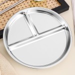 Stainless steel graduated three-compartment round plate