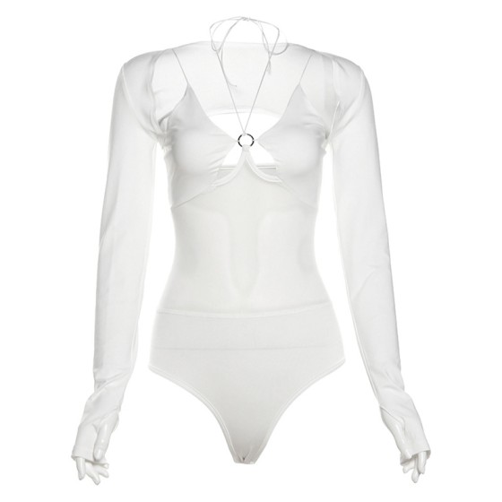 New women's long-sleeved outer wear, paired with a modern and fashionable see-through one-piece dress